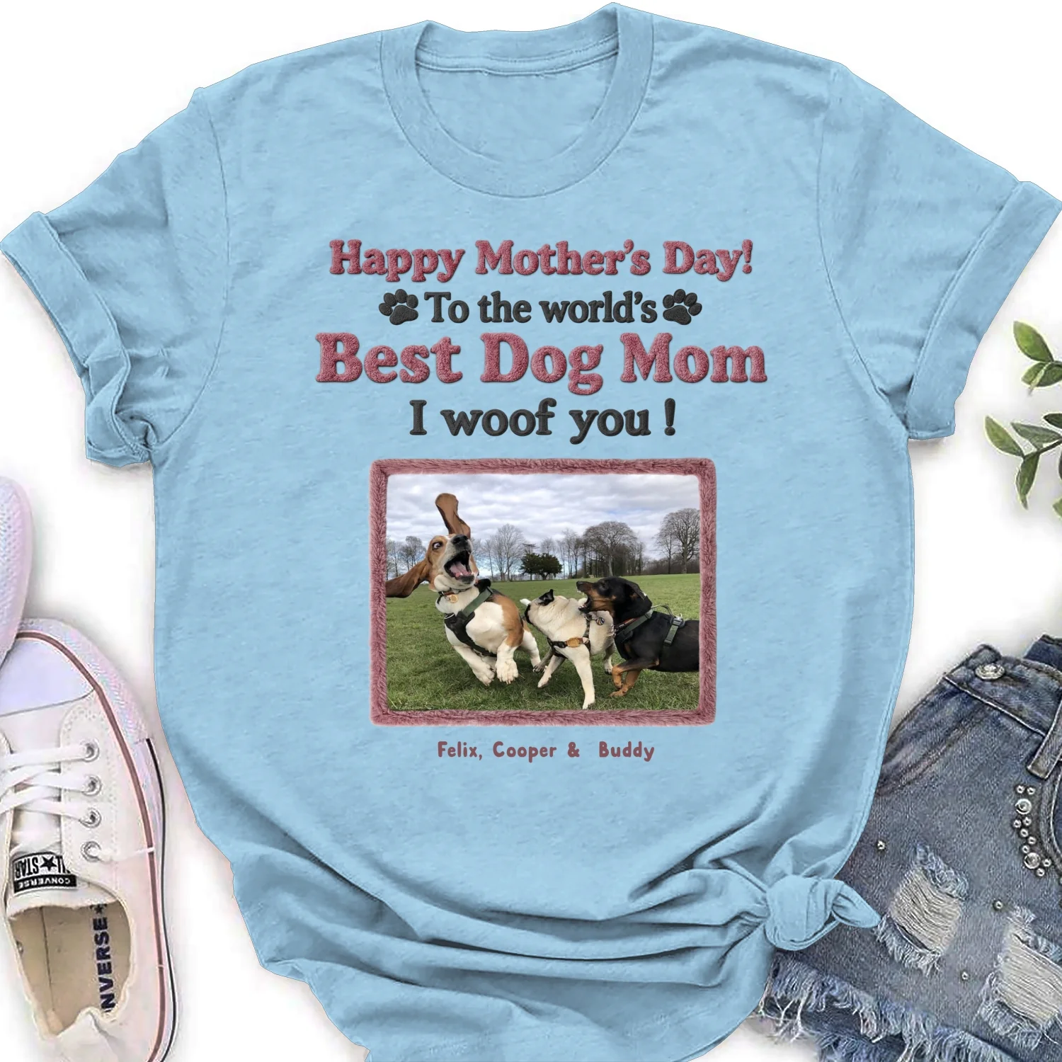 Happy To Be Dog Parents Photo - Personalized Custom Women's T-Shirt - Image 5