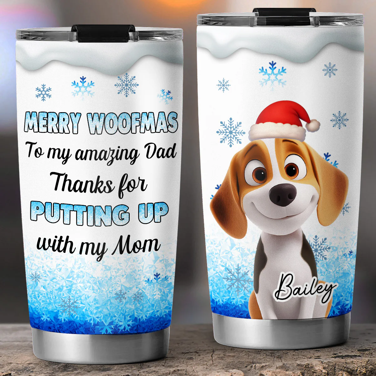 Happy Woofmas - Personalized Custom Tumbler - Image 2