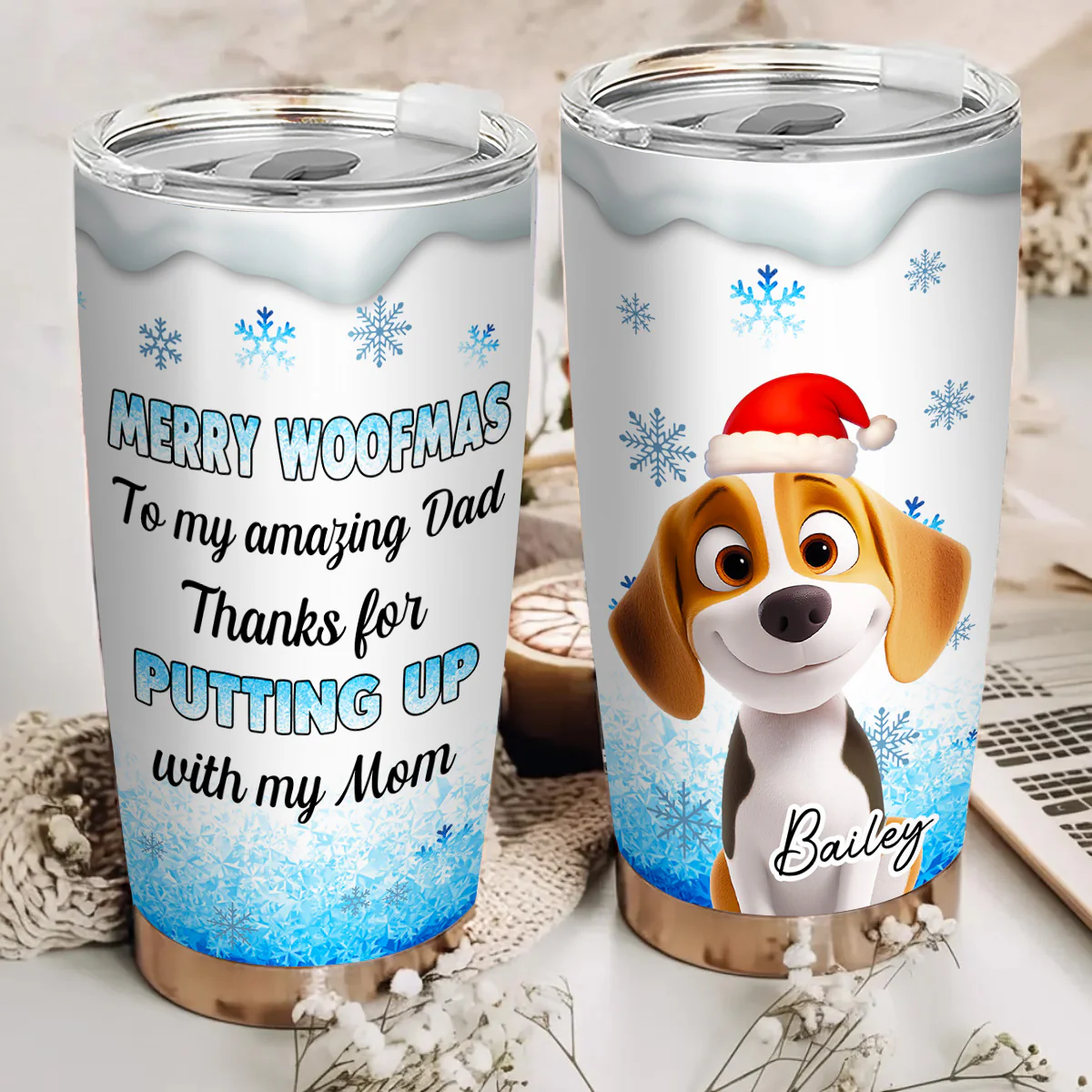 Happy Woofmas - Personalized Custom Tumbler - Image 3