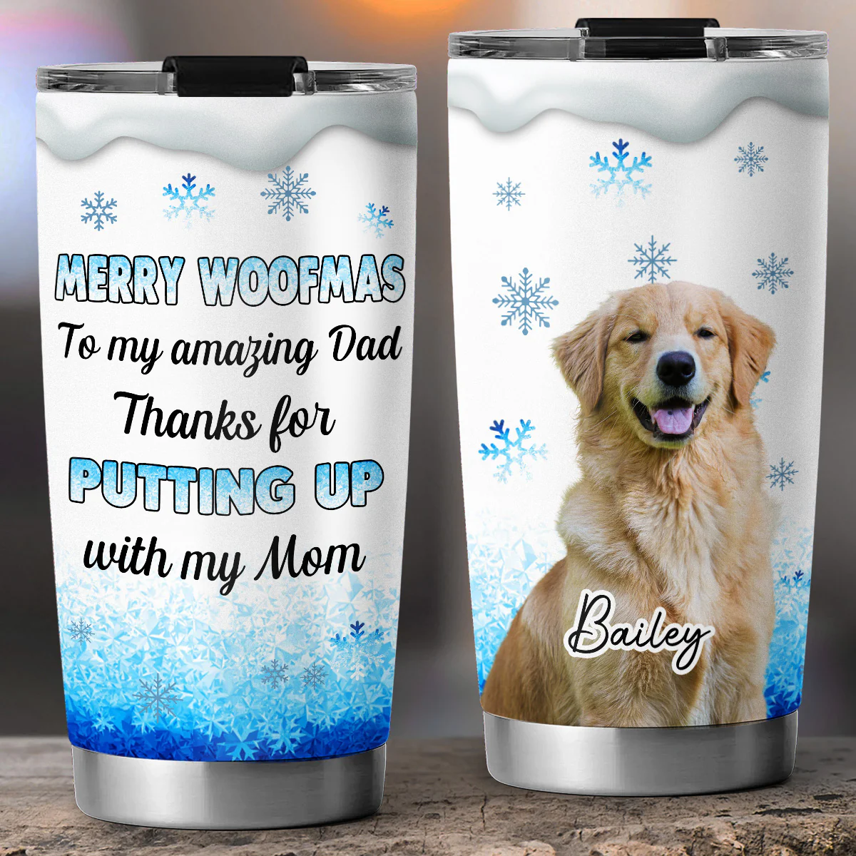 Happy Woofmas Photo - Personalized Custom Tumbler - Image 2
