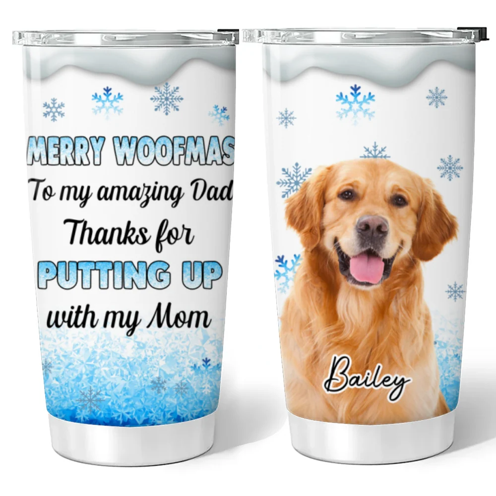 Happy Woofmas Photo - Personalized Custom Tumbler - Image 3
