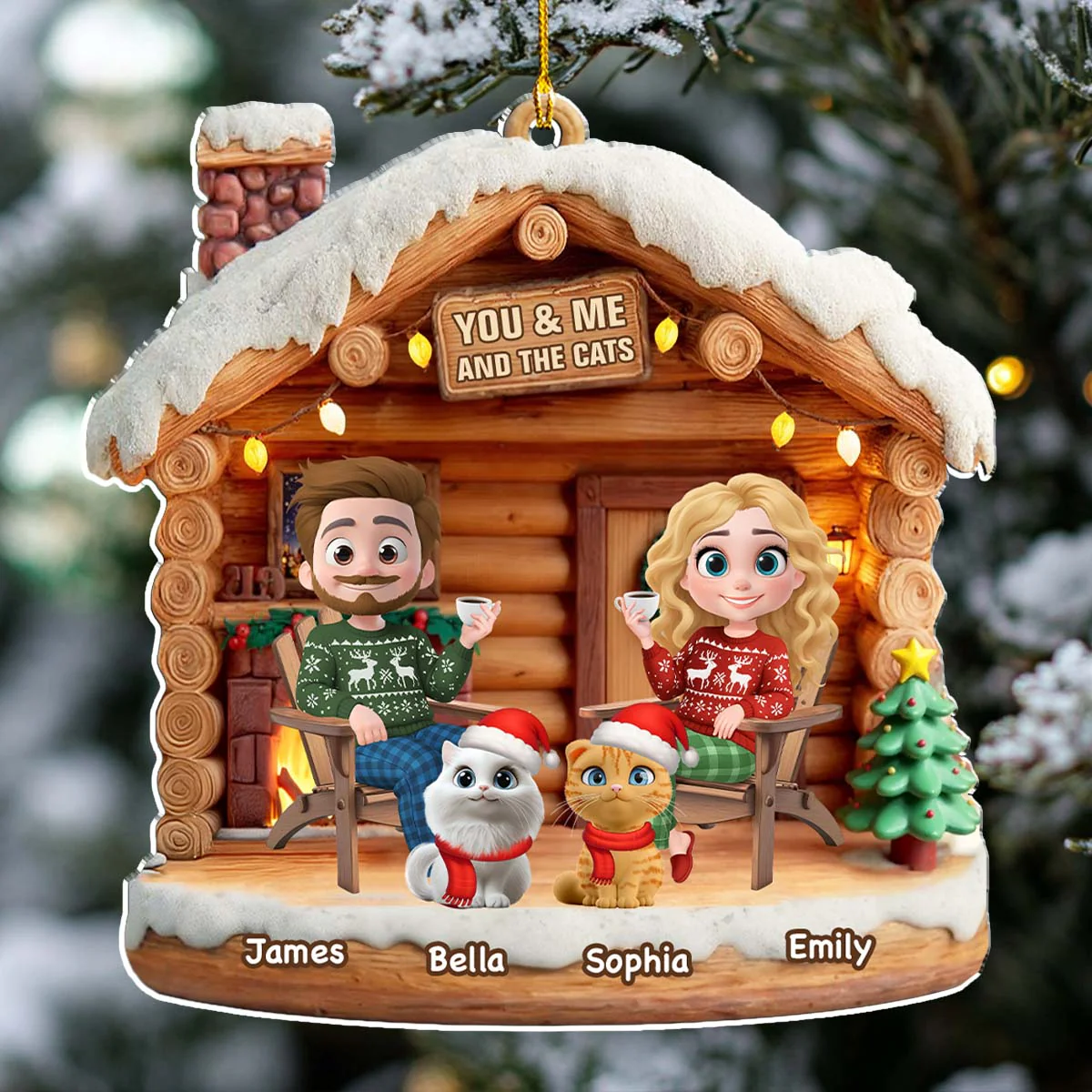 Have A Chat - Personalized Custom 3D Effect Acrylic Ornament - Image 2
