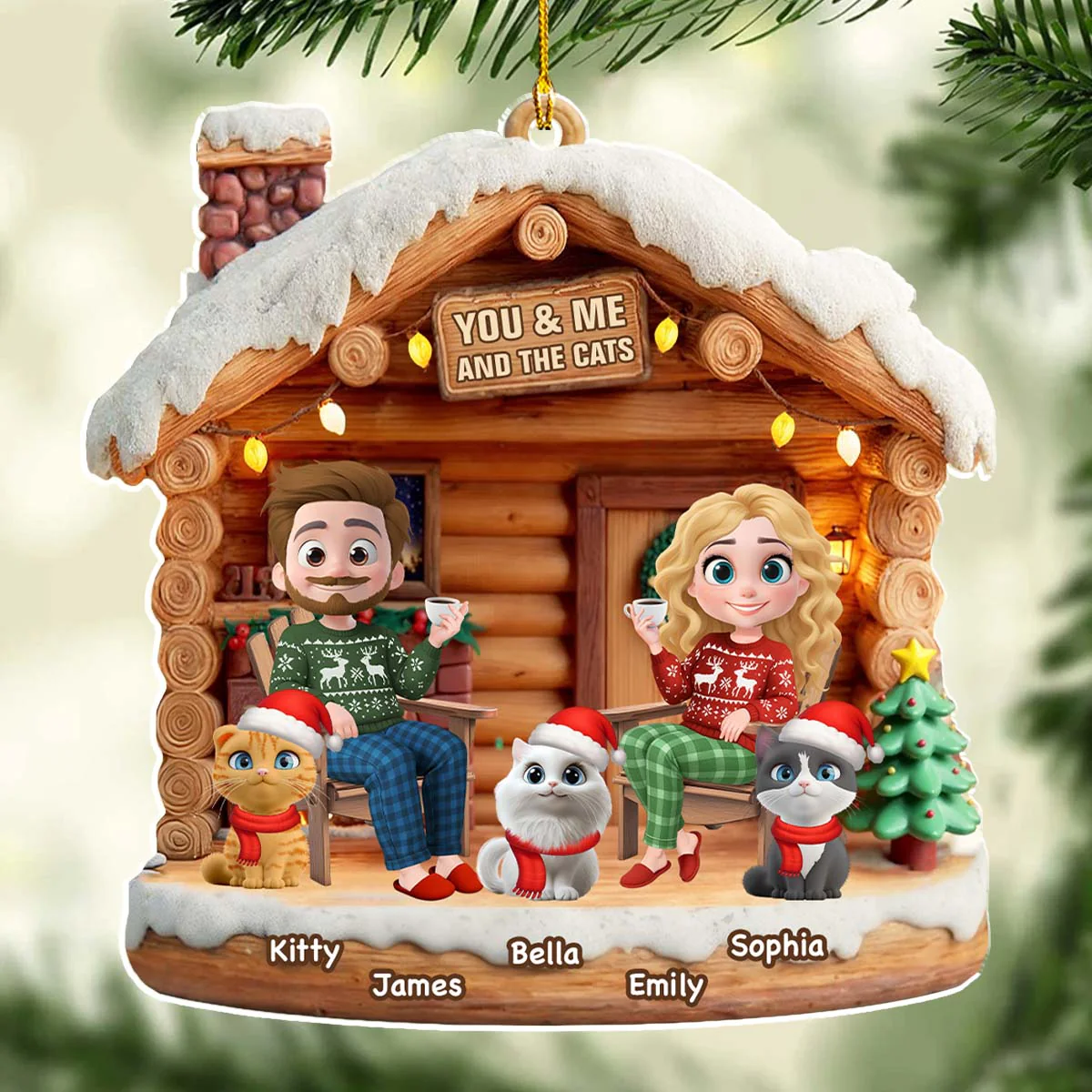 Have A Chat - Personalized Custom 3D Effect Acrylic Ornament - Image 4