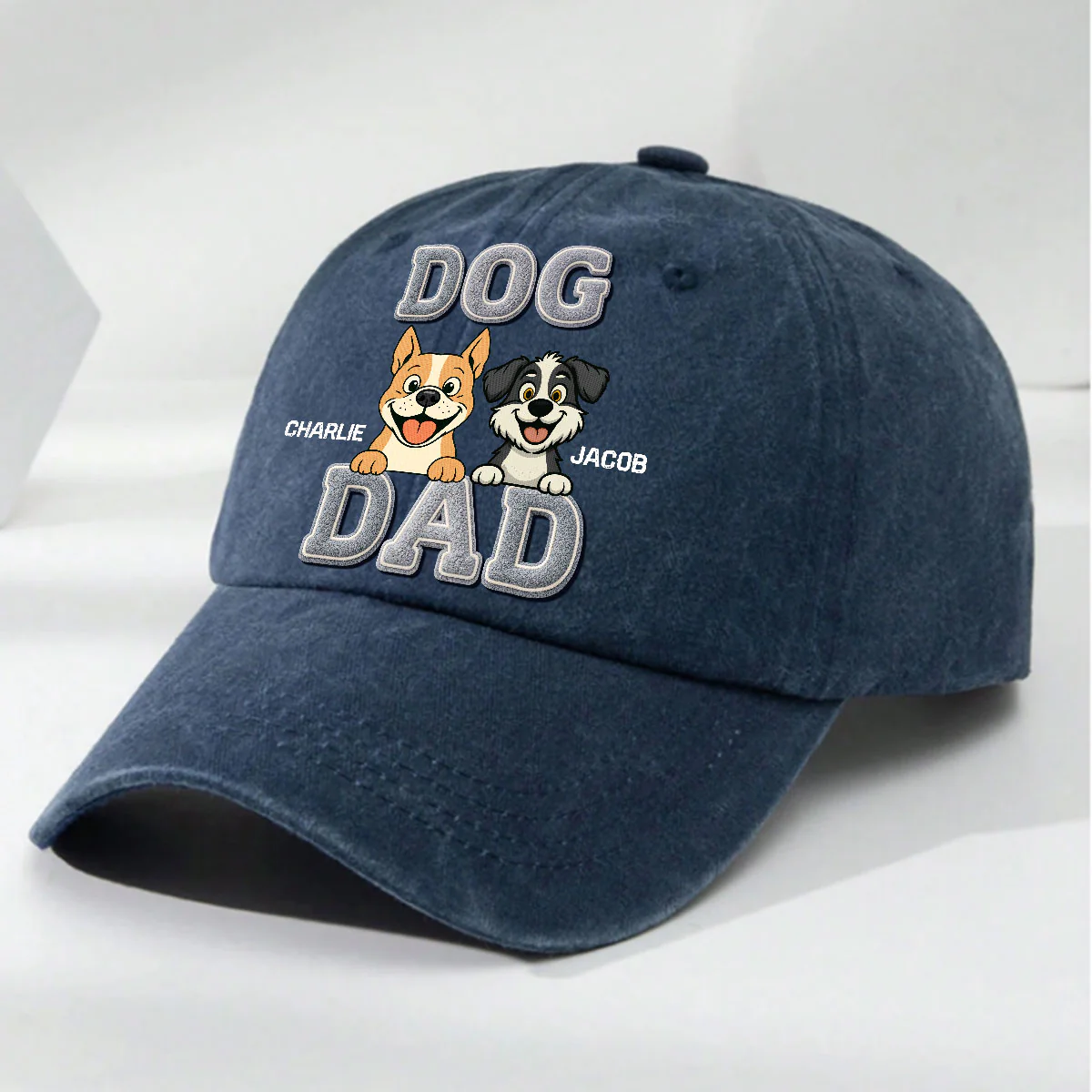 Heart Of A Dog - Personalized Custom Vintage Washed Denim Cap - Image 2