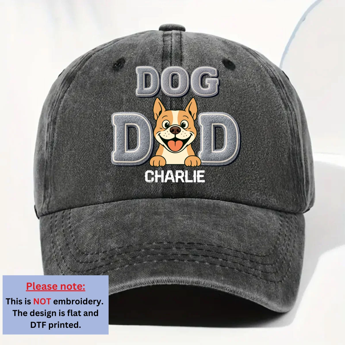Heart Of A Dog - Personalized Custom Vintage Washed Denim Cap - Image 6