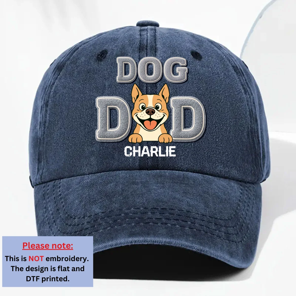Heart Of A Dog - Personalized Custom Vintage Washed Denim Cap - Image 8