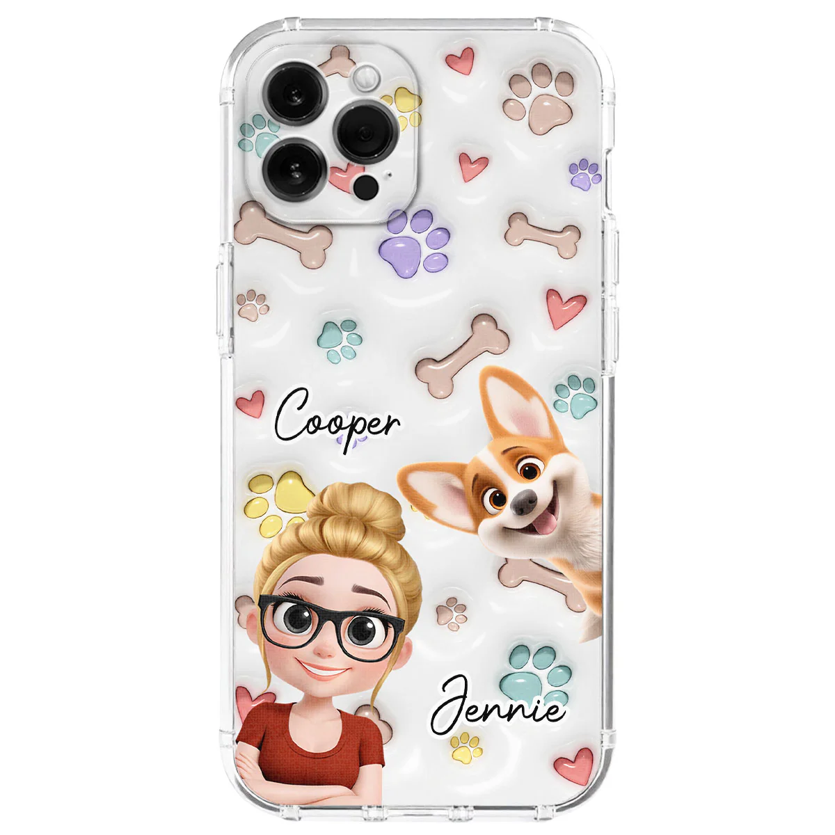 Her Baby Lovely Dogs - Personalized Custom 3D Inflated Effect Phone Case
