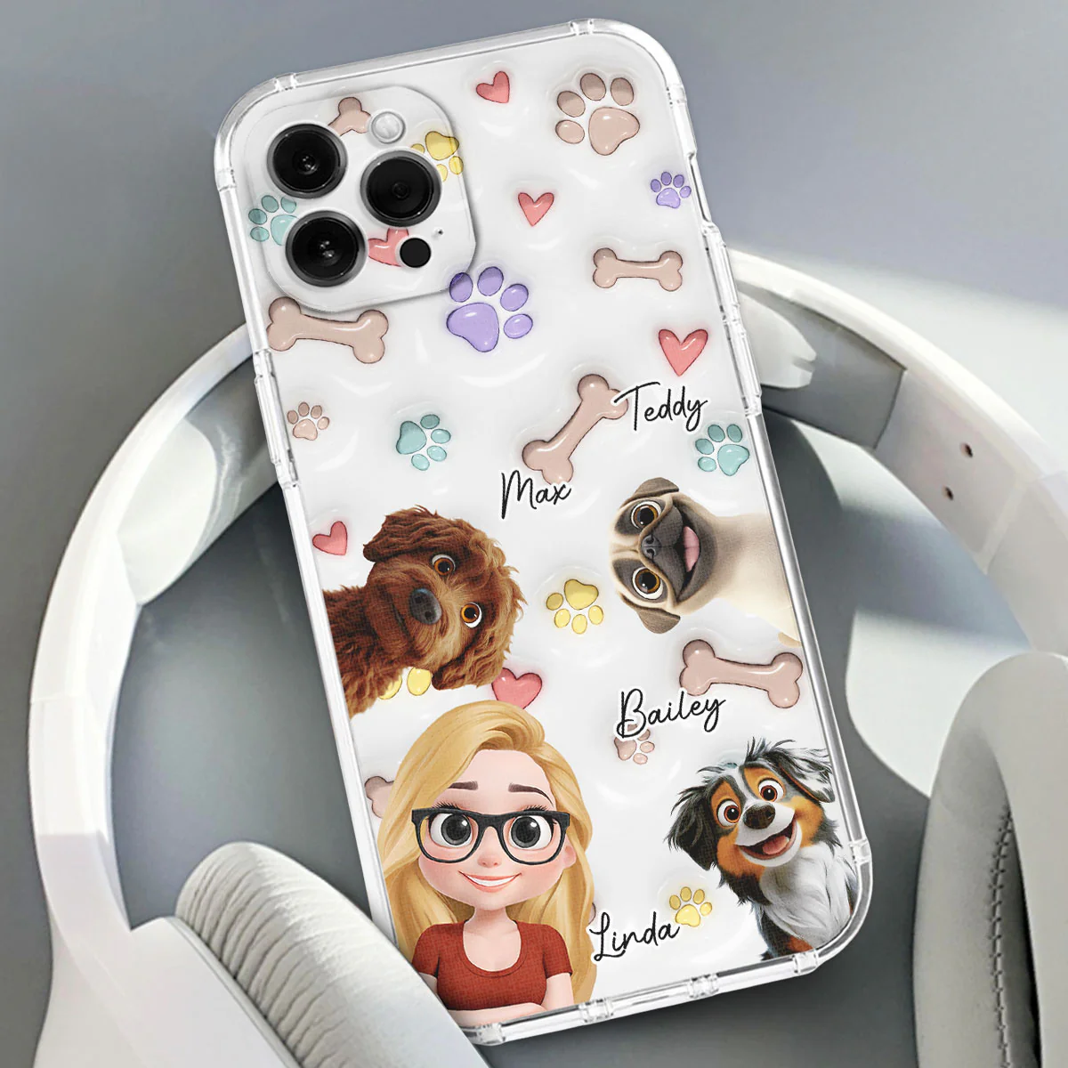 Her Baby Lovely Dogs - Personalized Custom 3D Inflated Effect Phone Case - Image 3