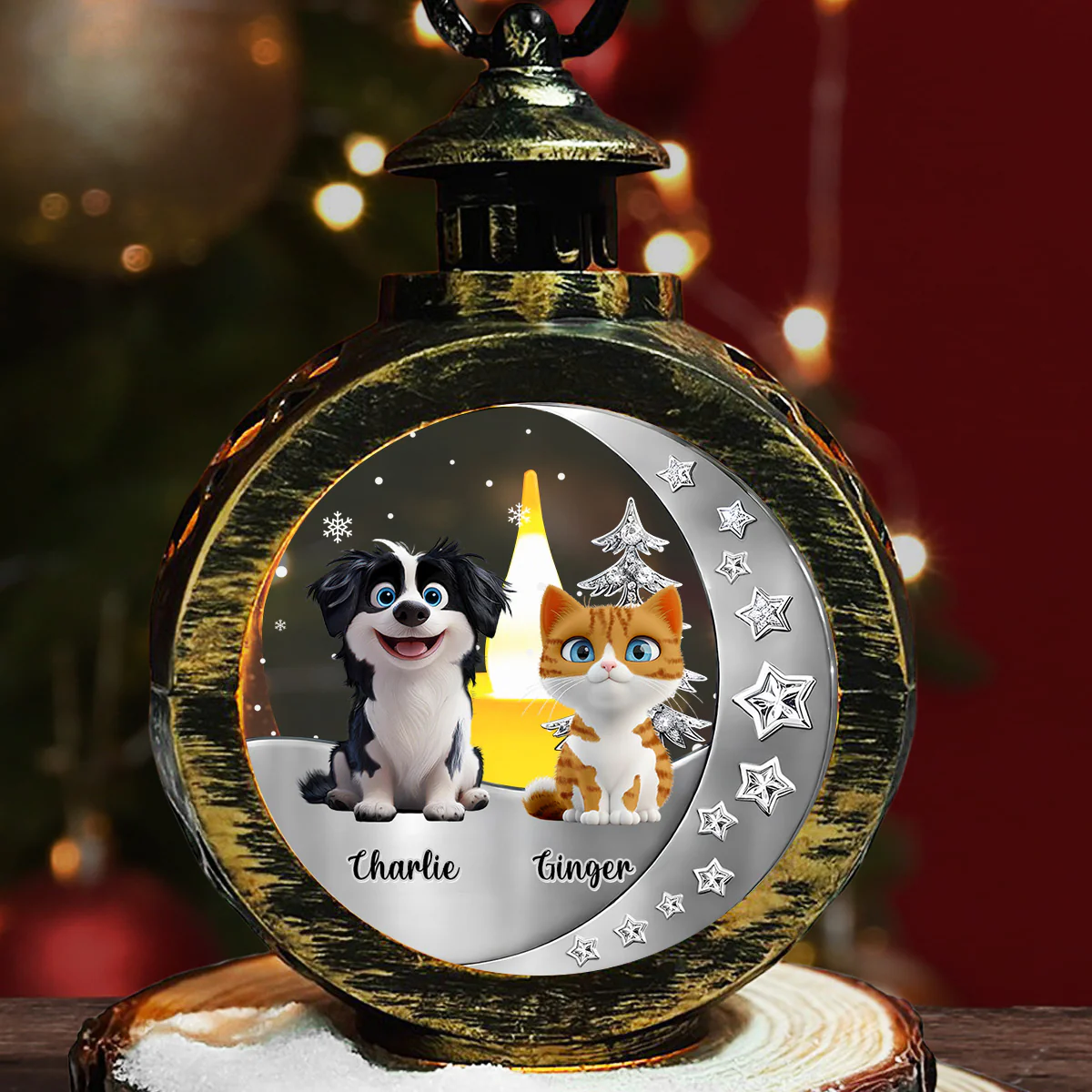 Here Beside Us - Personalized Custom 3D Effect Christmas Lantern