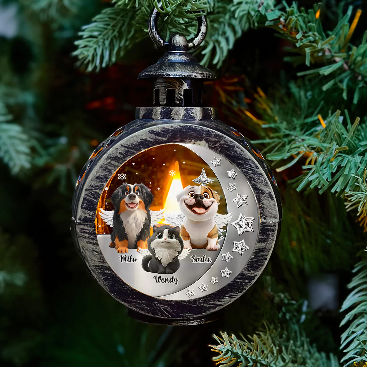 Here Beside Us - Personalized Custom 3D Effect Christmas Lantern - Image 2