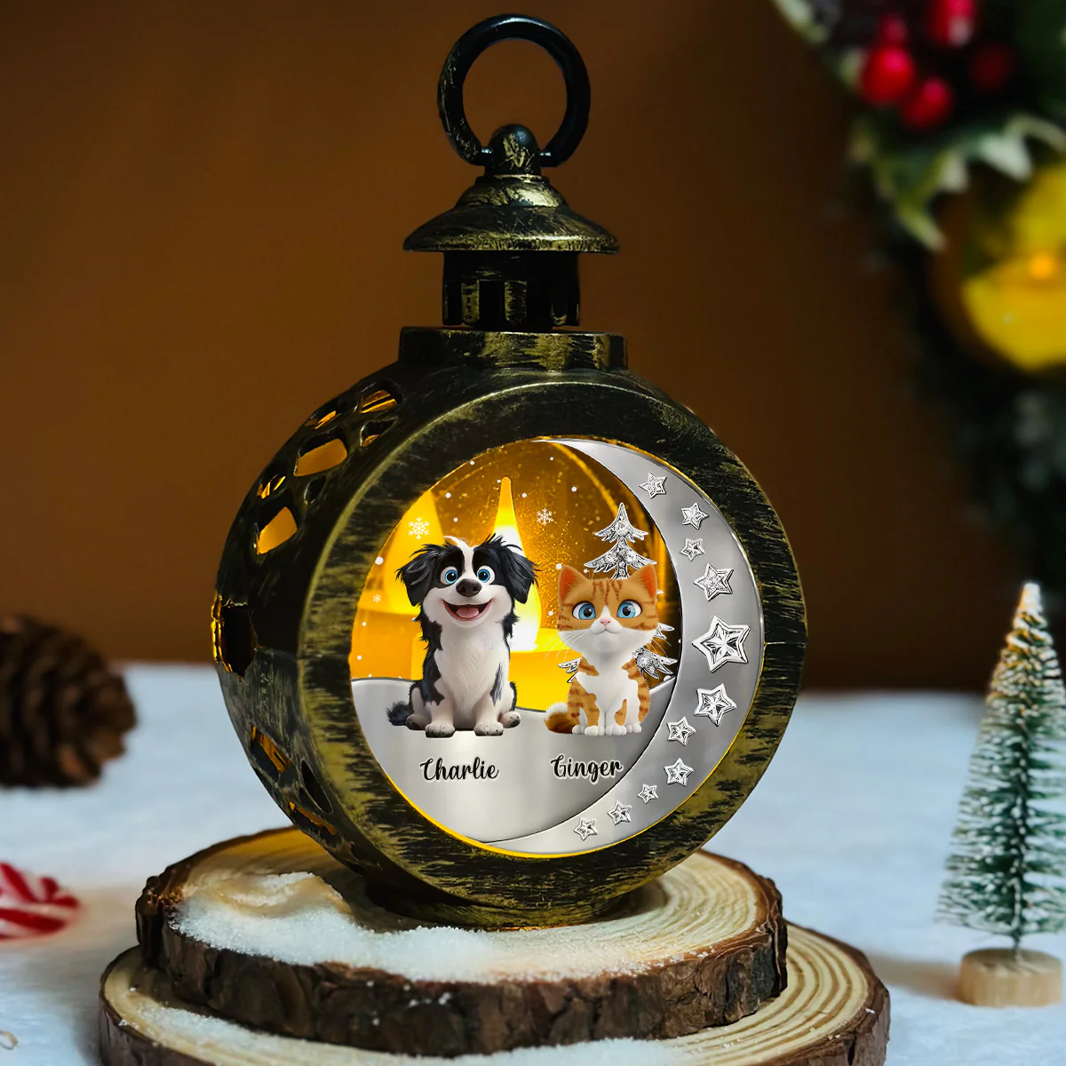Here Beside Us - Personalized Custom 3D Effect Christmas Lantern - Image 5