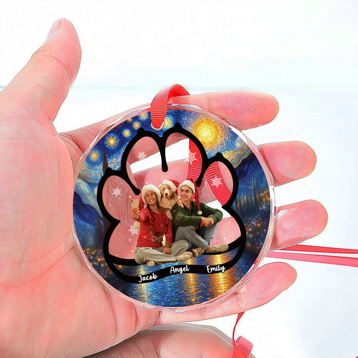Here With Each Other Photo - Personalized Custom Glass Ornament - Image 2