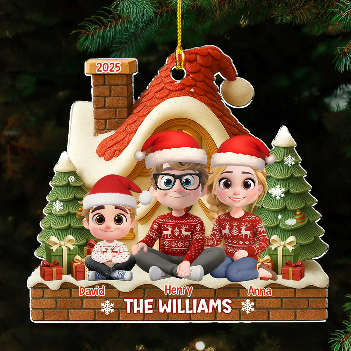 Holiday Hearts - Personalized Custom Acrylic Ornament - Image 3