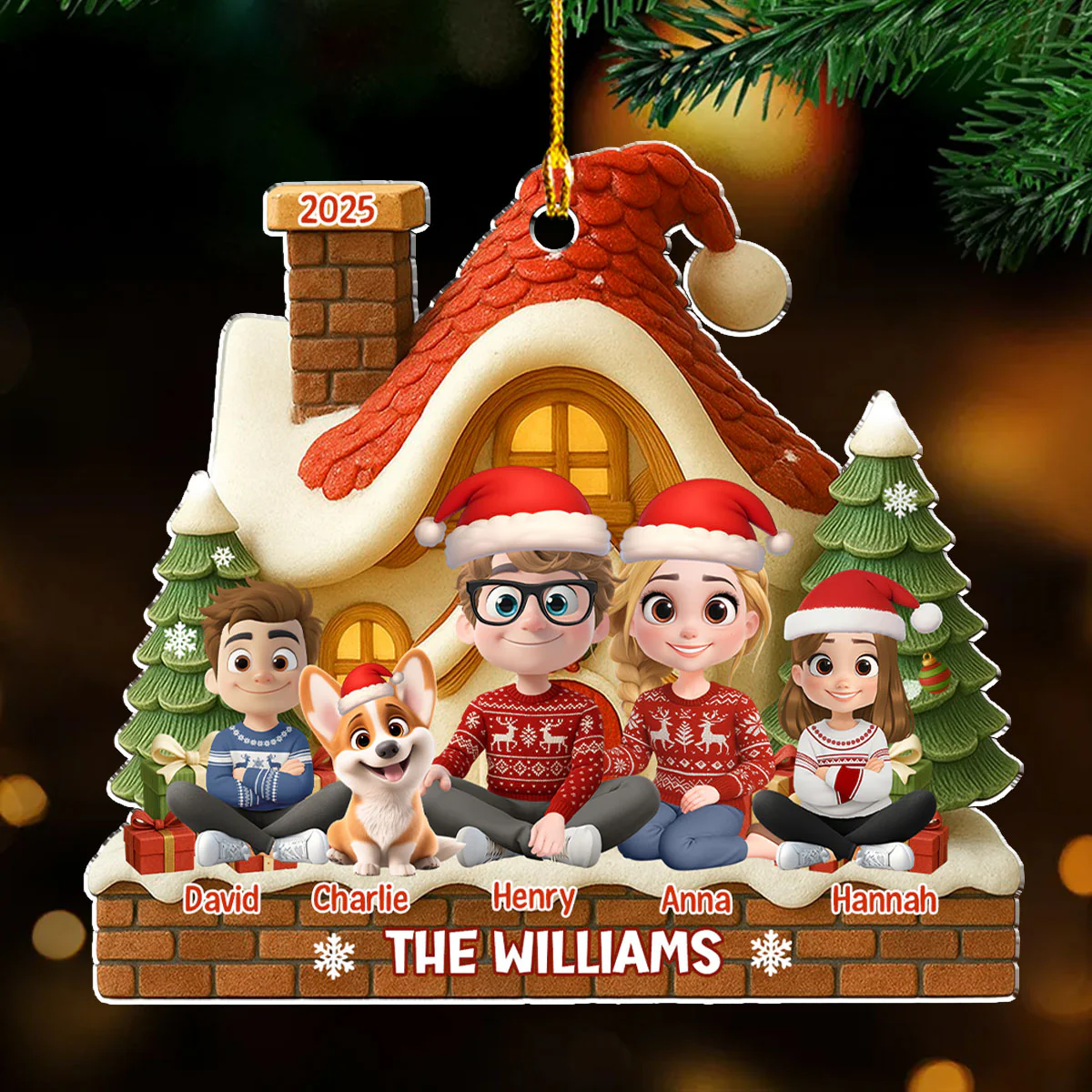 Holiday Hearts - Personalized Custom Acrylic Ornament - Image 4