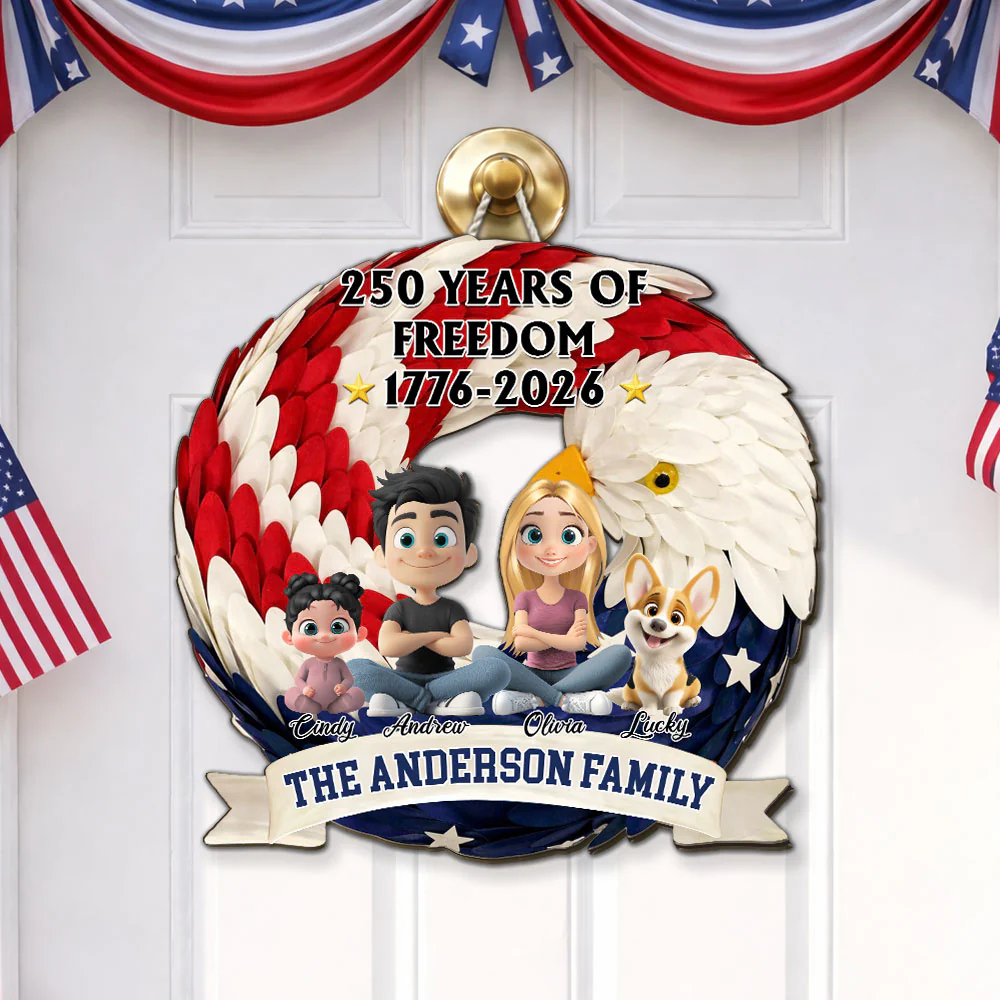 Home Of The Free - Personalized Custom Wood Sign - Image 2