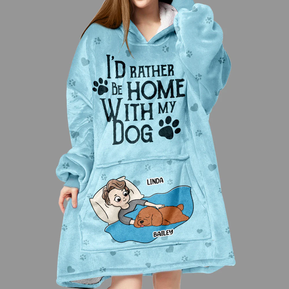 Home With Dogs - Personalized Custom Blanket Hoodie - Image 2