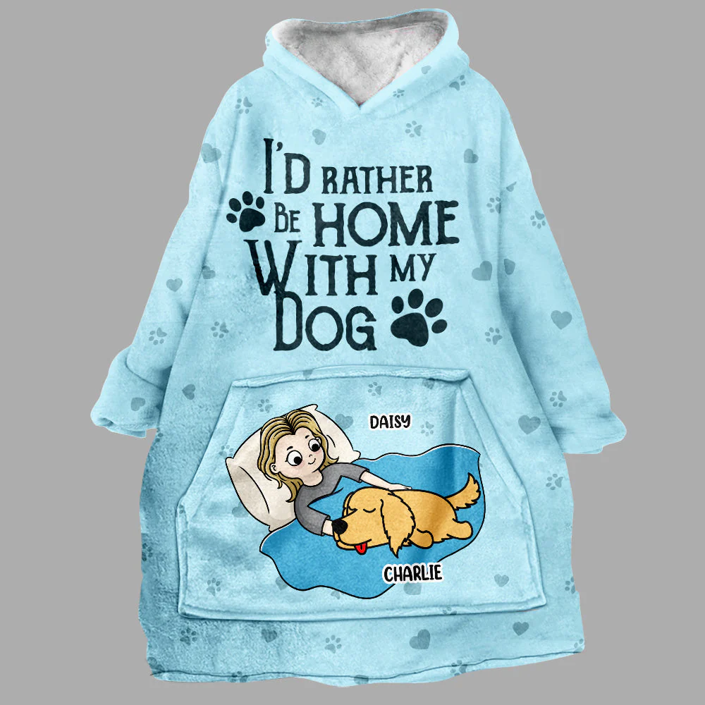 Home With Dogs - Personalized Custom Blanket Hoodie - Image 3