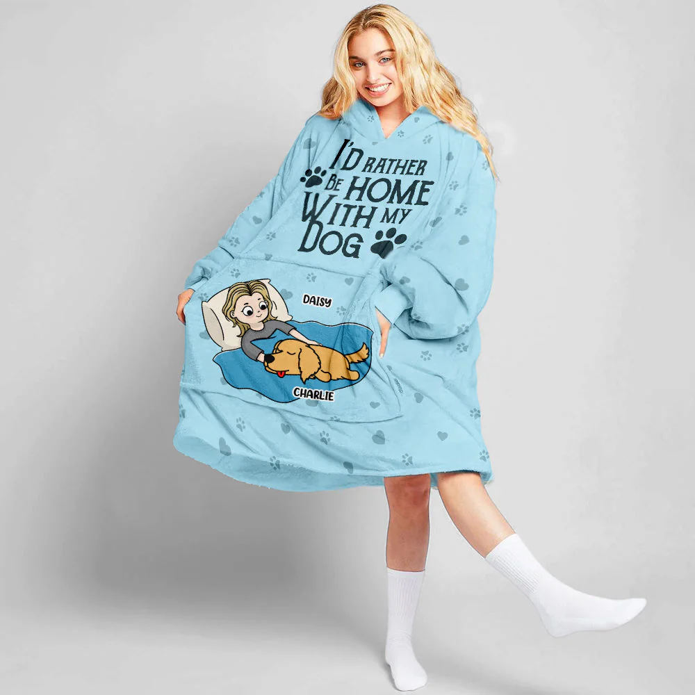 Home With Dogs - Personalized Custom Blanket Hoodie - Image 5
