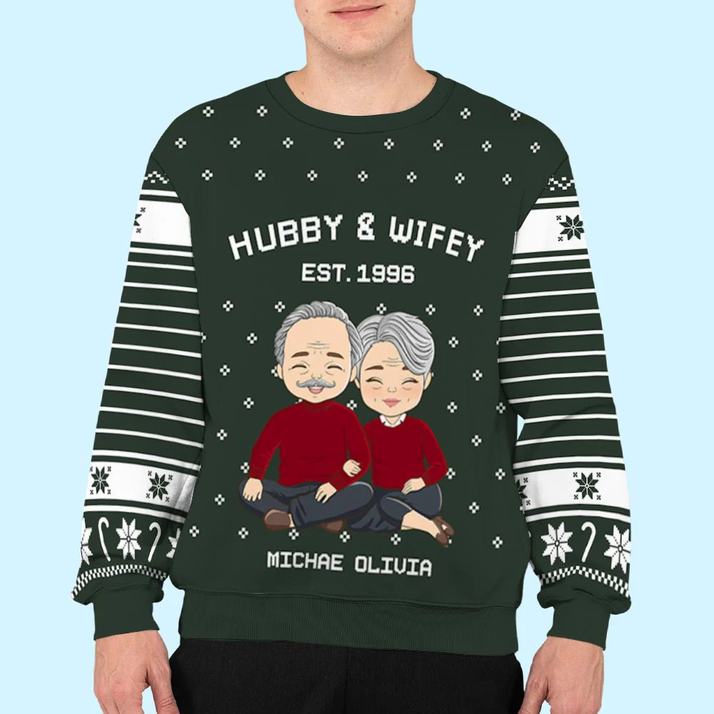 Hubby Wifey - Personalized Custom All-Over-Print Sweatshirt - Image 3