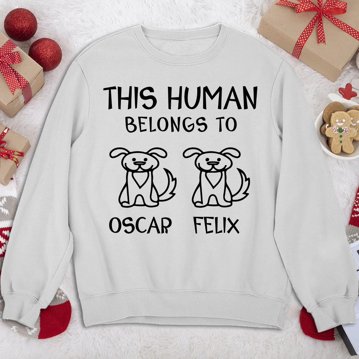 Human And Dog Line Cartoon - Personalized Custom Sweatshirt - Image 2