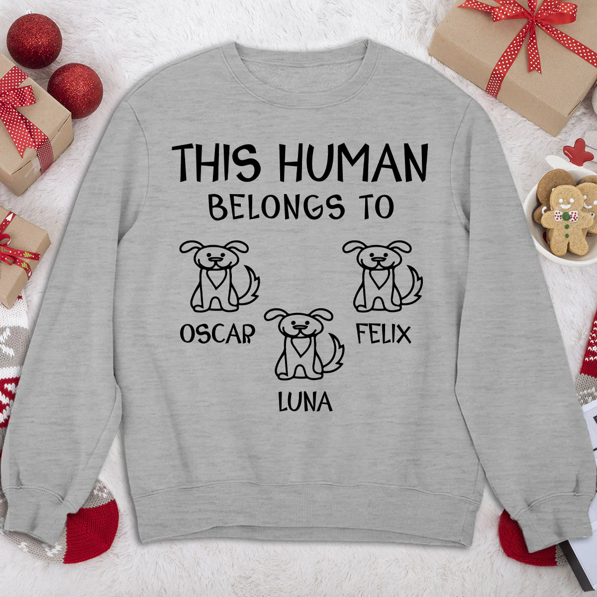 Human And Dog Line Cartoon - Personalized Custom Sweatshirt - Image 3