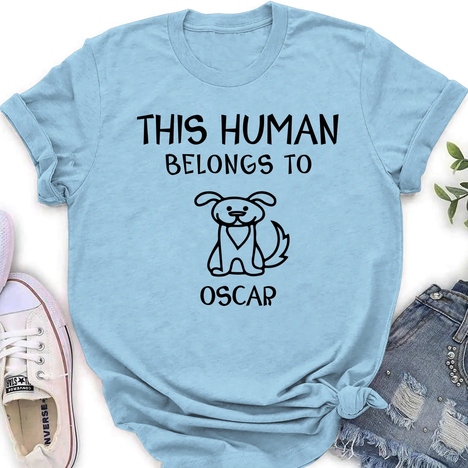 Human And Dog Line Cartoon - Personalized Custom Women T-Shirt - Image 9