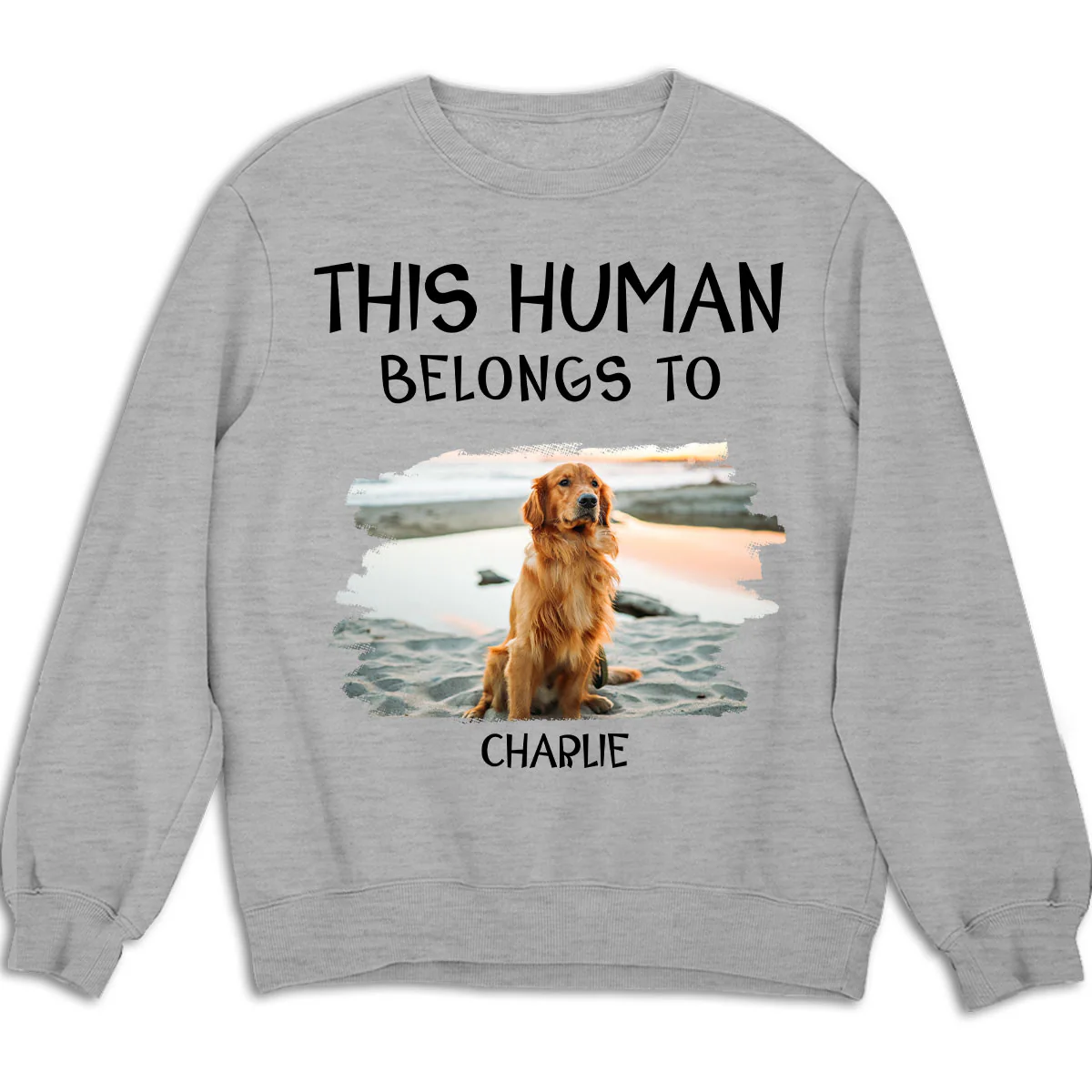 Human And Dog Line Cartoon Photo - Personalized Custom Sweatshirt