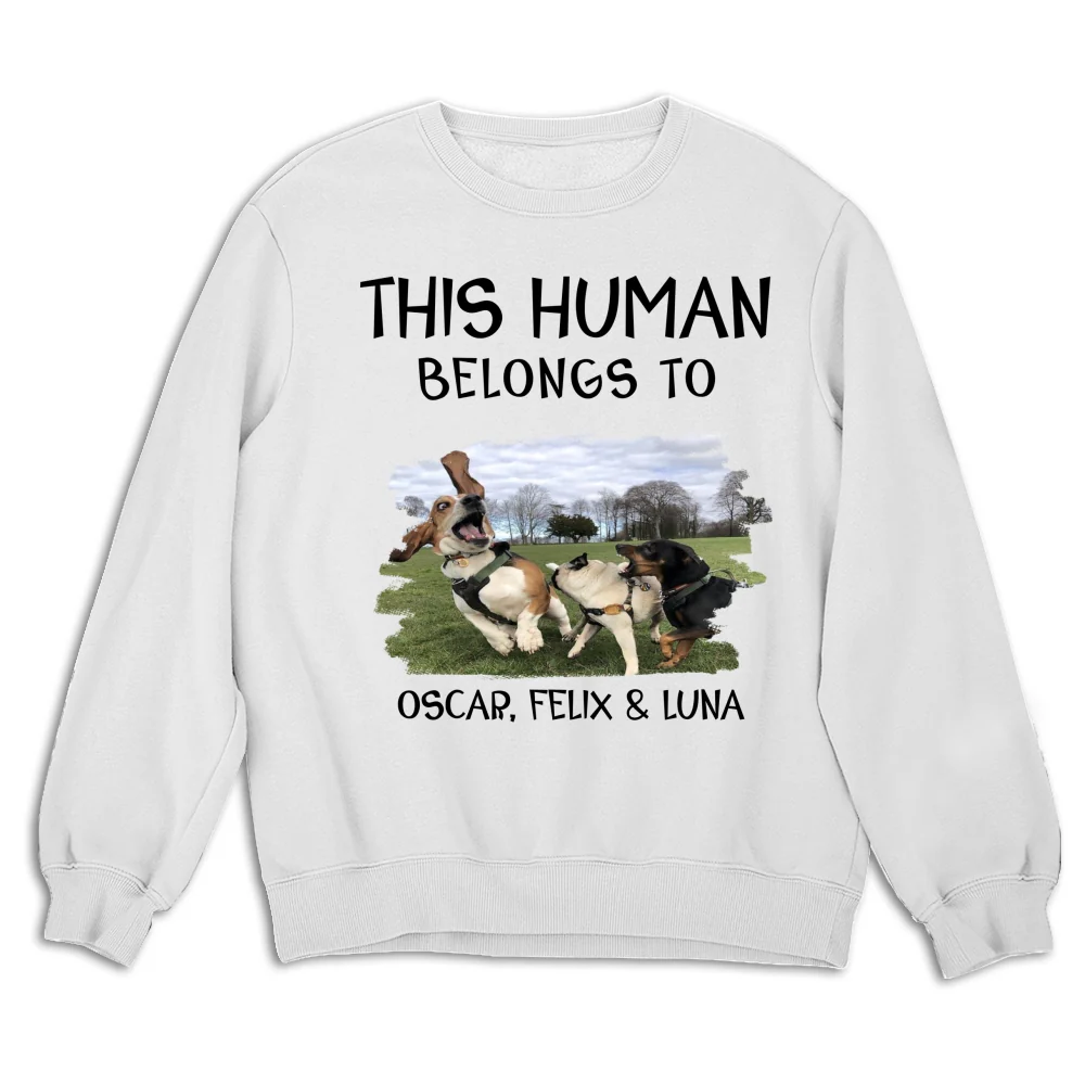 Human And Dog Line Cartoon Photo - Personalized Custom Sweatshirt - Image 3