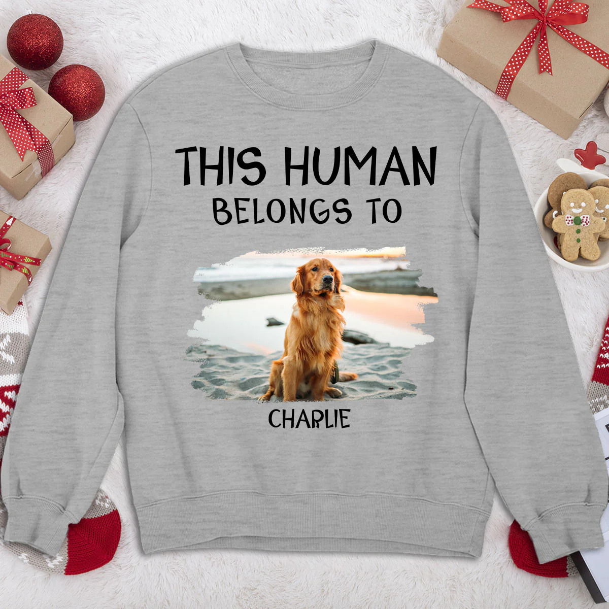 Human And Dog Line Cartoon Photo - Personalized Custom Sweatshirt - Image 4