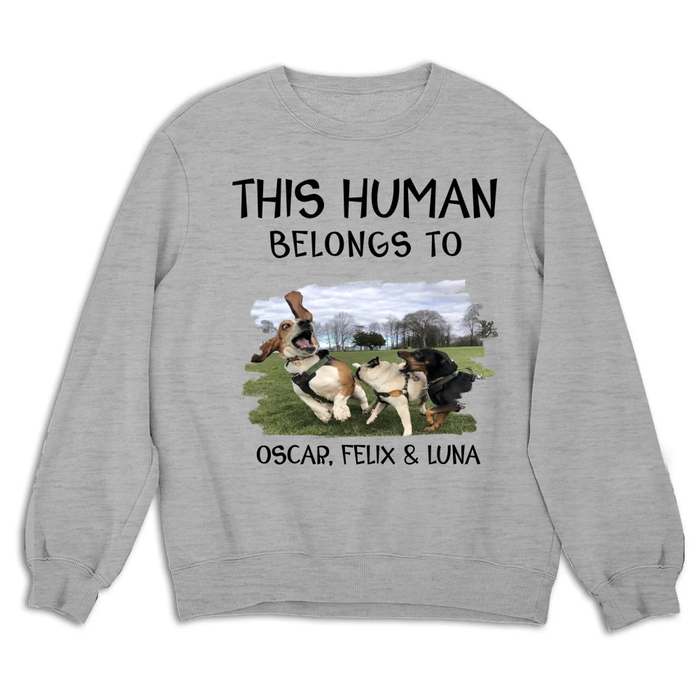 Human And Dog Line Cartoon Photo - Personalized Custom Sweatshirt - Image 5