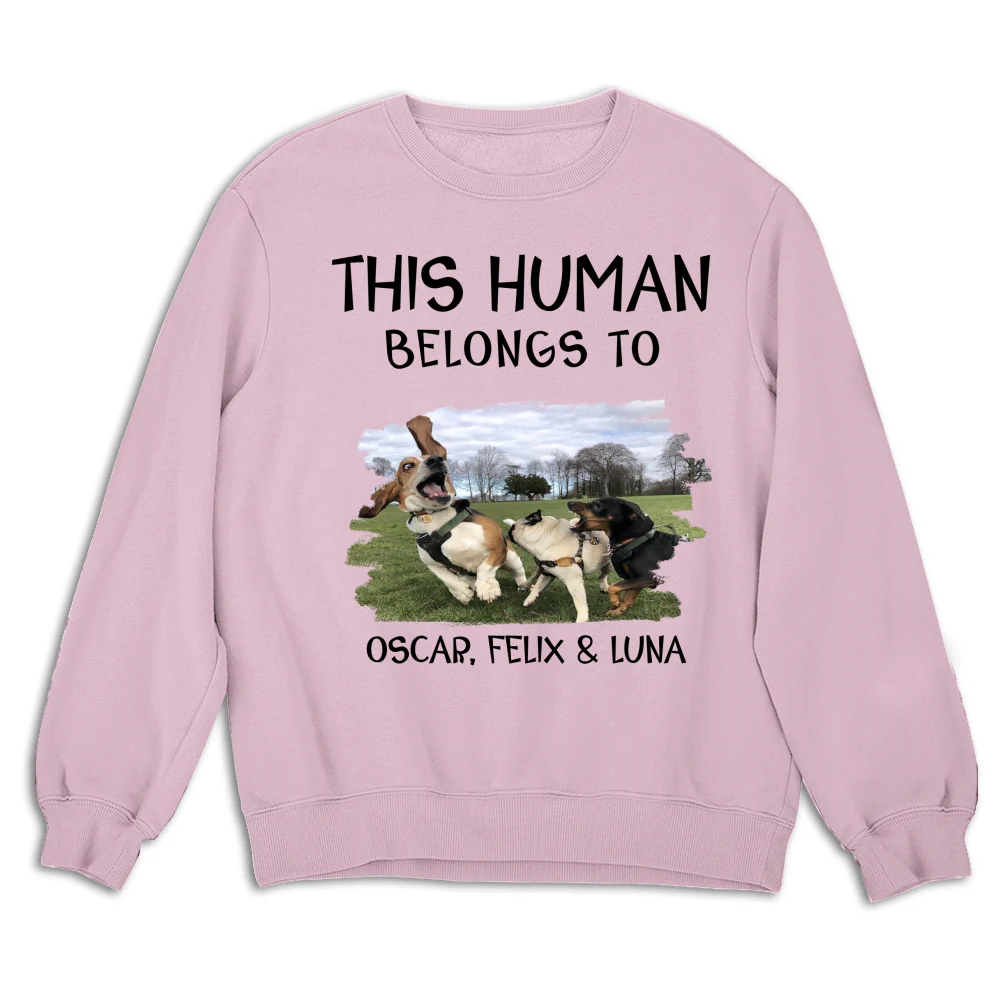 Human And Dog Line Cartoon Photo - Personalized Custom Sweatshirt - Image 6