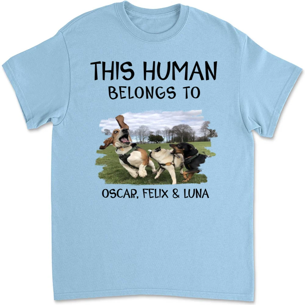 Human And Dog Line Cartoon Photo - Personalized Custom Unisex T-Shirt - Image 8