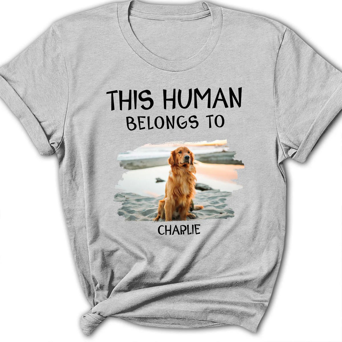 Human And Dog Line Cartoon Photo - Personalized Custom Women T-Shirt