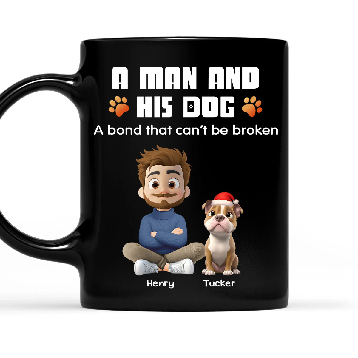 Human And Their Dog Cartoon Christmas - Personalized Custom Coffee Mug