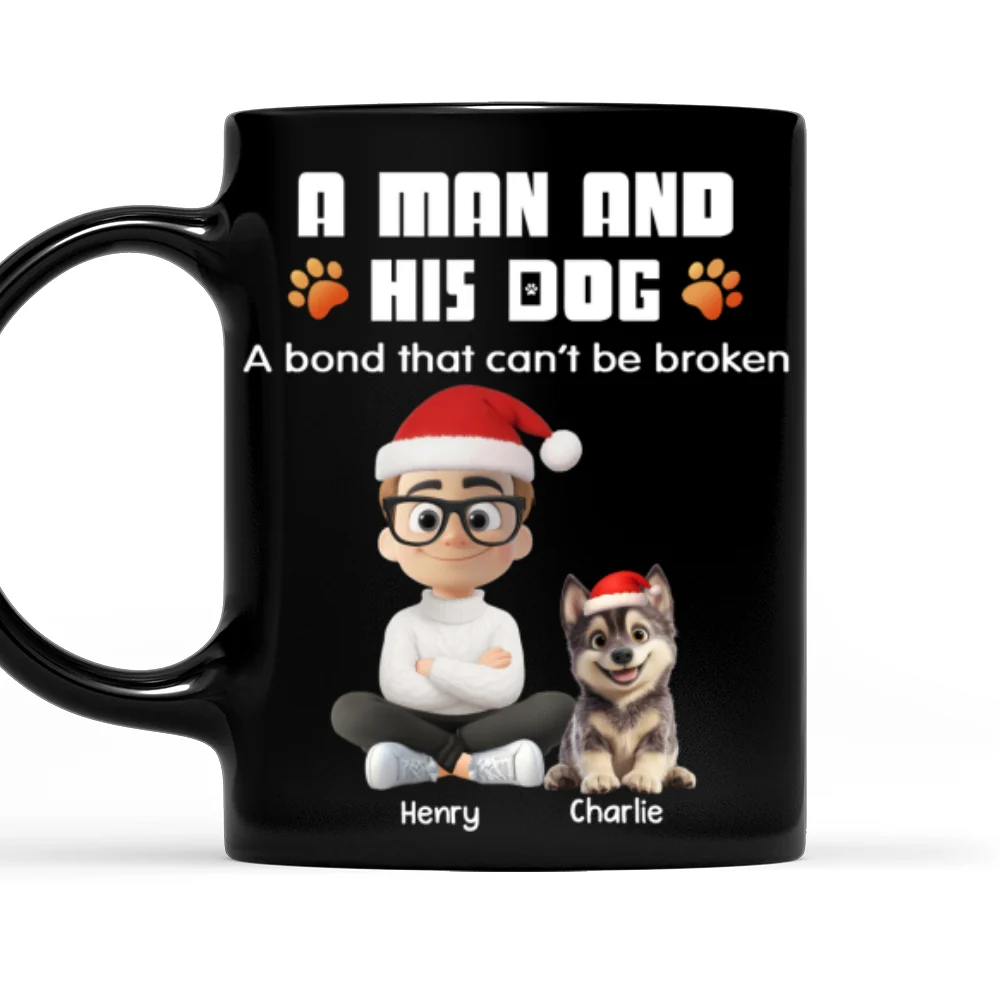 Human And Their Dog Cartoon Christmas - Personalized Custom Coffee Mug - Image 5