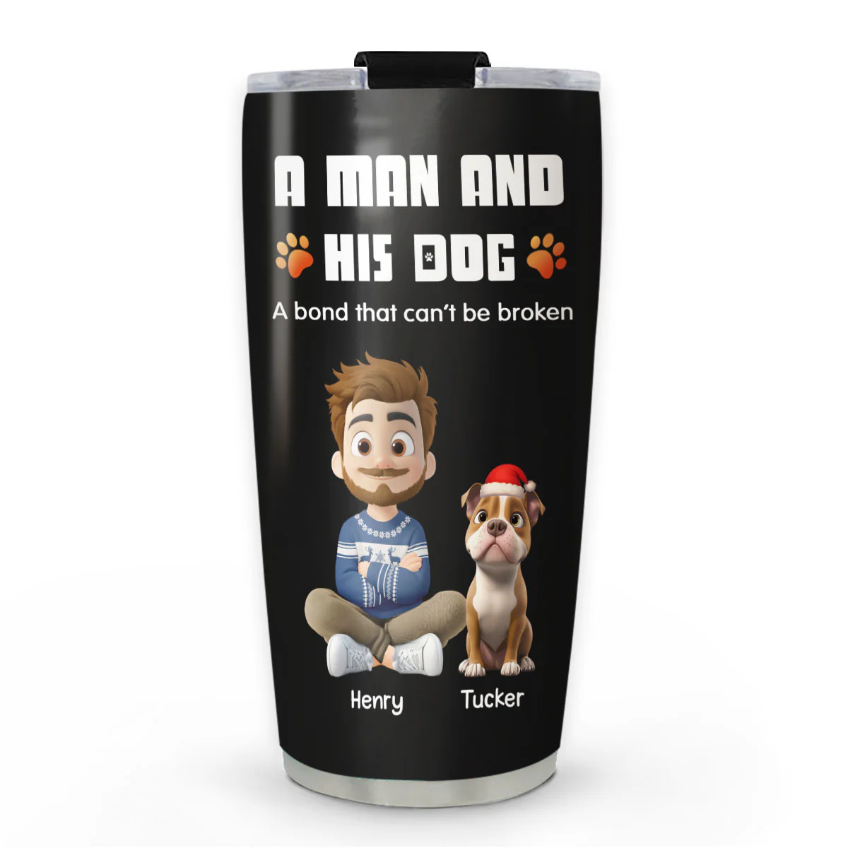 Human And Their Dog Cartoon Christmas - Personalized Custom Tumbler