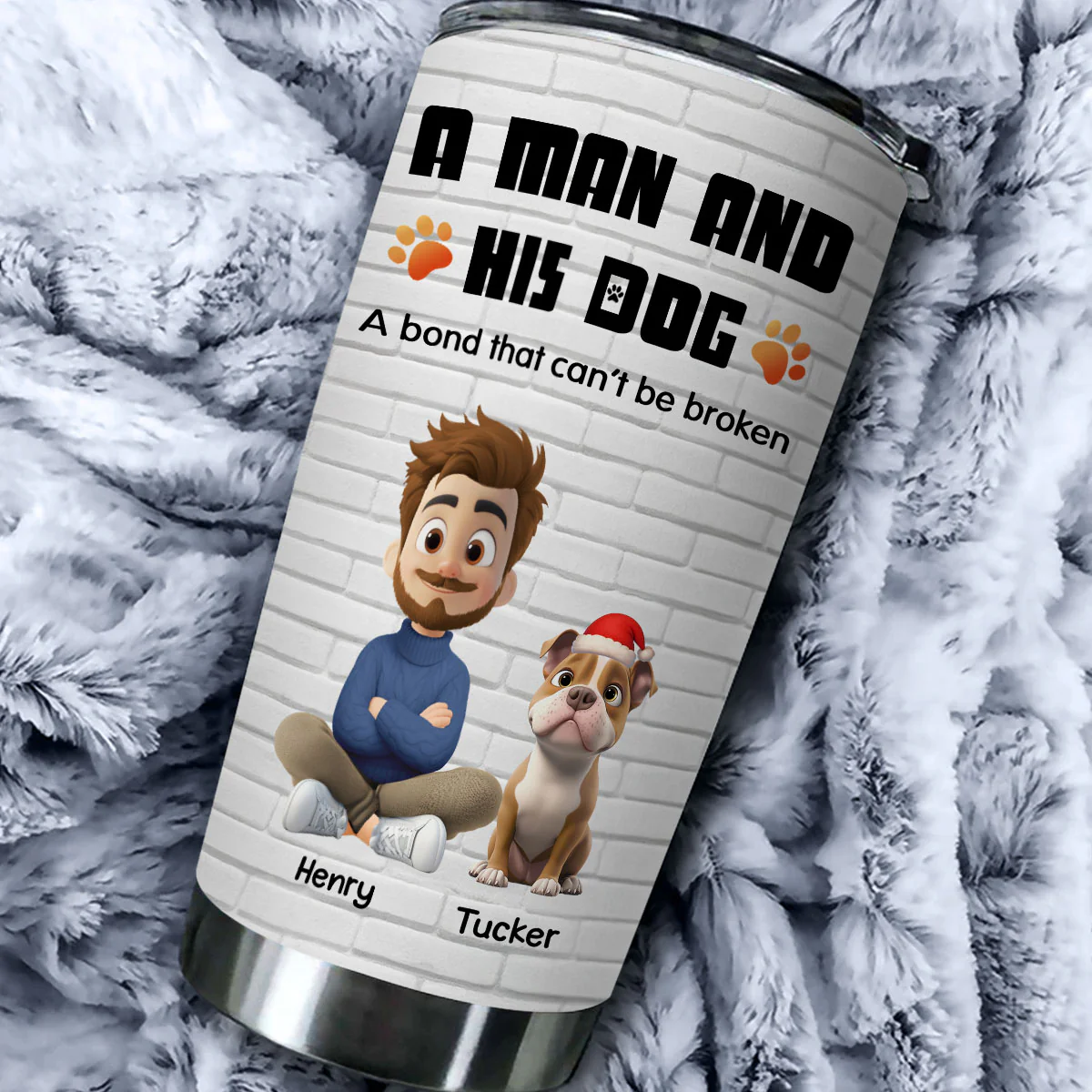 Human And Their Dog Cartoon Christmas Ver New - Personalized Custom Tumbler - Image 2