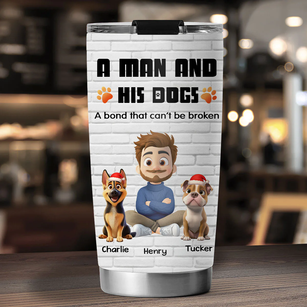 Human And Their Dog Cartoon Christmas Ver New - Personalized Custom Tumbler - Image 3