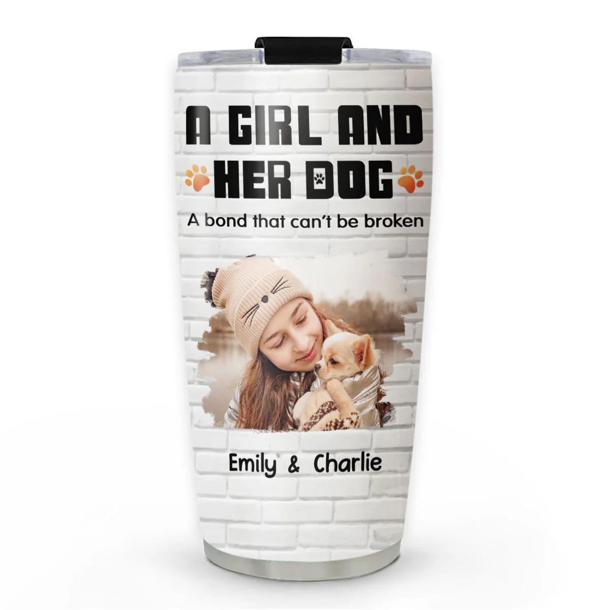 Human And Their Dog Cartoon Christmas Ver New Photo - Personalized Custom Tumbler