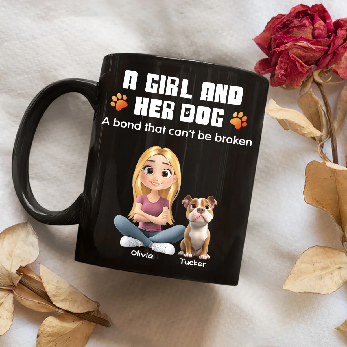 Human And Their Dog Cartoon Normal - Personalized Custom Coffee Mug - Image 2