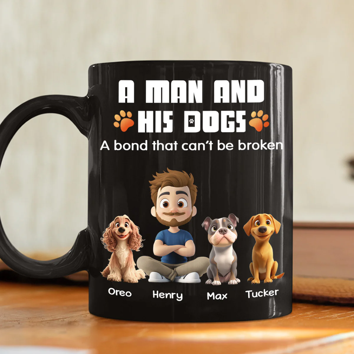 Human And Their Dog Cartoon Normal - Personalized Custom Coffee Mug - Image 3