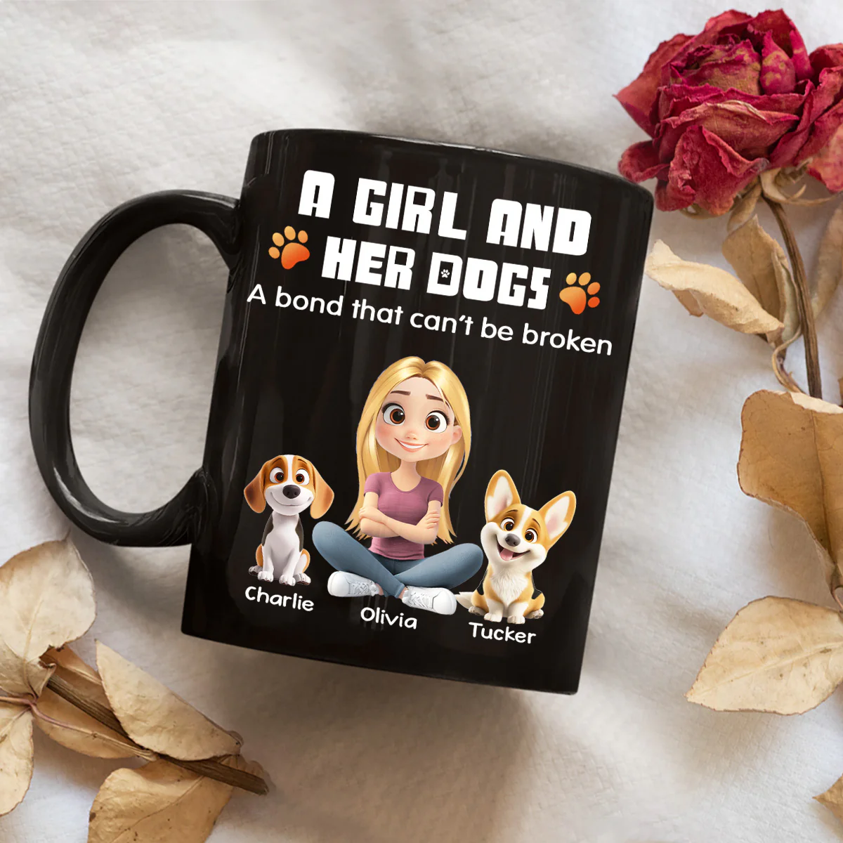 Human And Their Dog Cartoon Normal - Personalized Custom Coffee Mug - Image 4