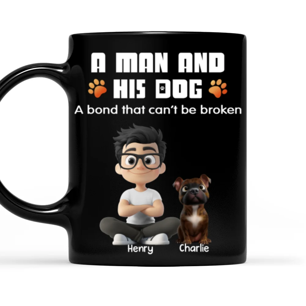 Human And Their Dog Cartoon Normal - Personalized Custom Coffee Mug - Image 7
