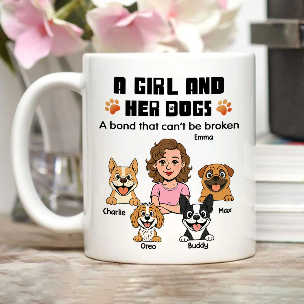 Human And Their Dog Cartoon Retro - Personalized Custom Coffee Mug - Image 4
