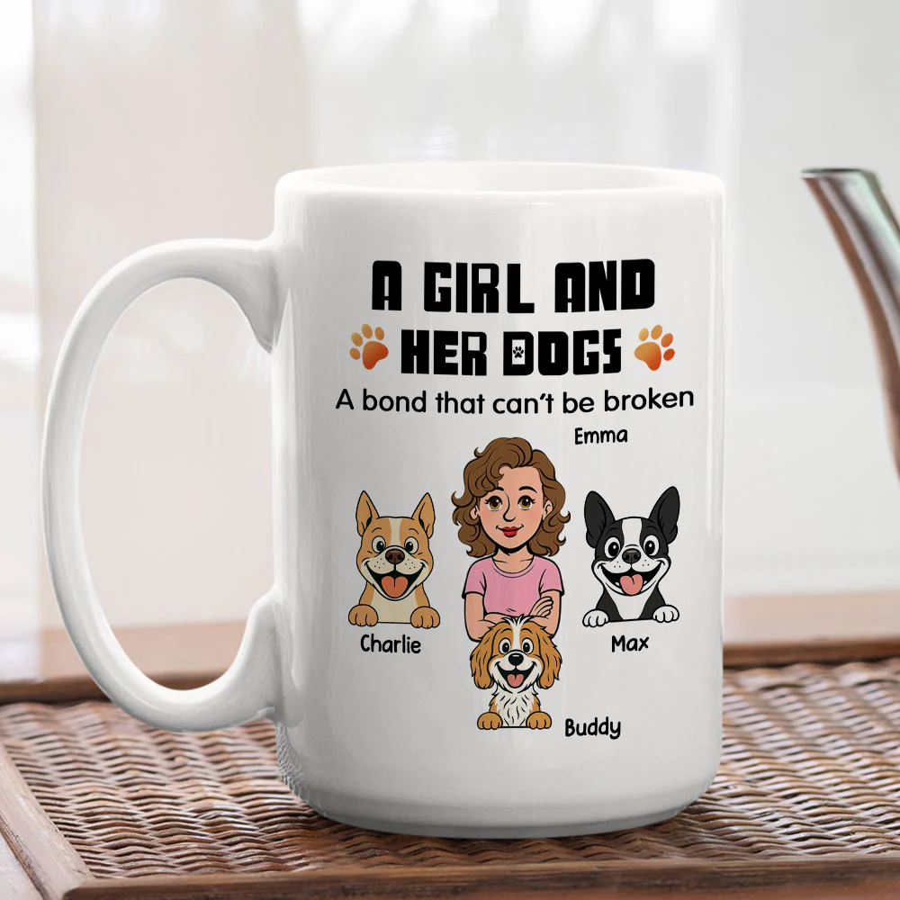 Human And Their Dog Cartoon Retro - Personalized Custom Coffee Mug - Image 6