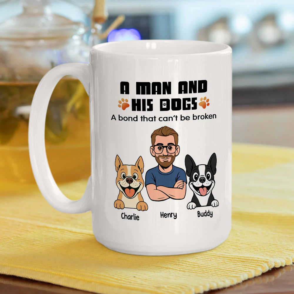 Human And Their Dog Cartoon Retro - Personalized Custom Coffee Mug - Image 7