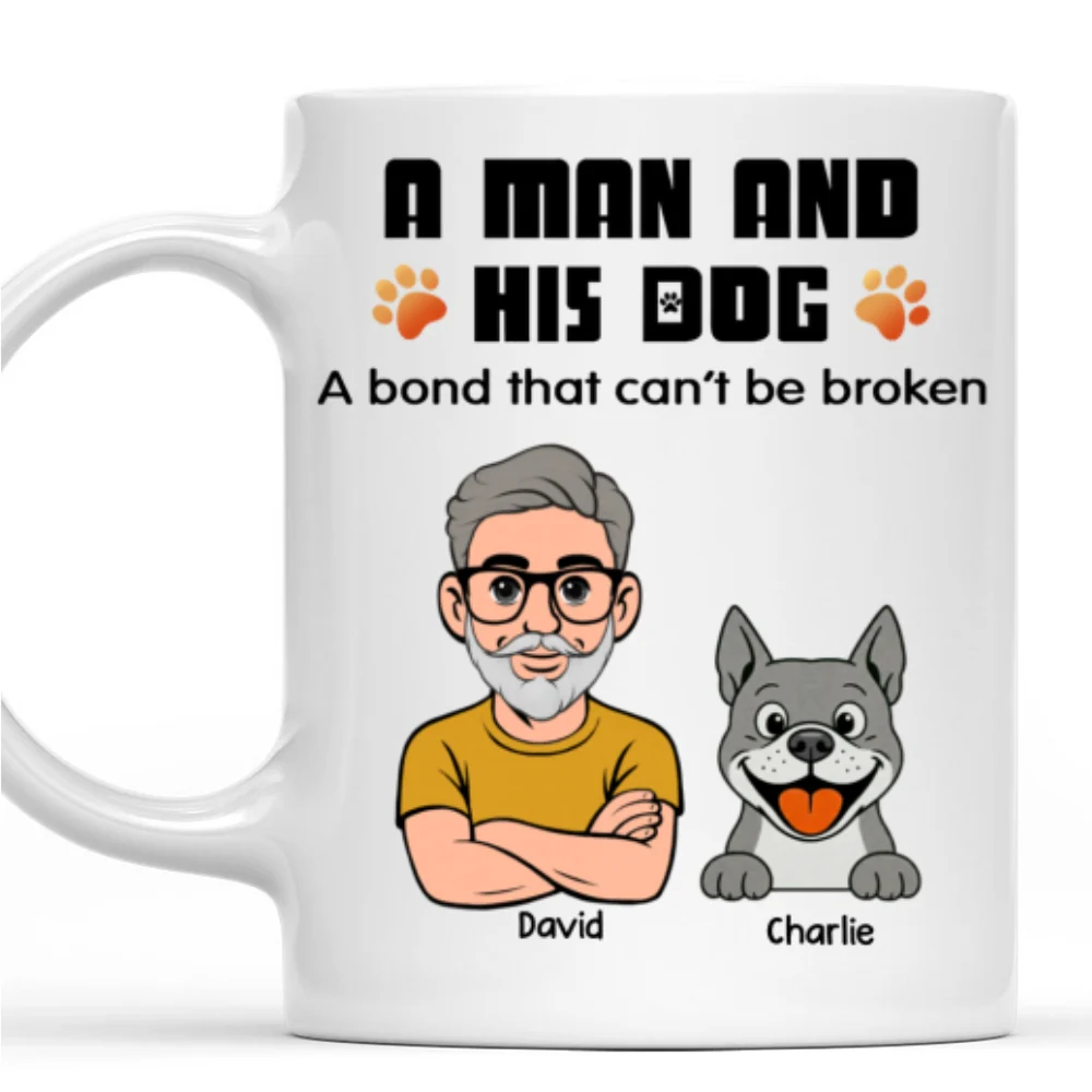 Human And Their Dog Cartoon Retro - Personalized Custom Coffee Mug - Image 9
