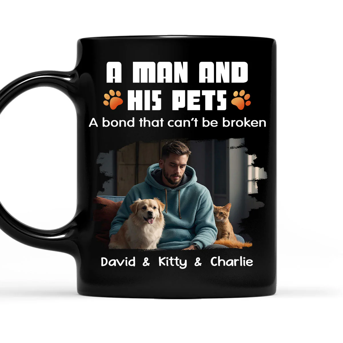 Human And Their Pet Cartoon Christmas Photo - Personalized Custom Coffee Mug