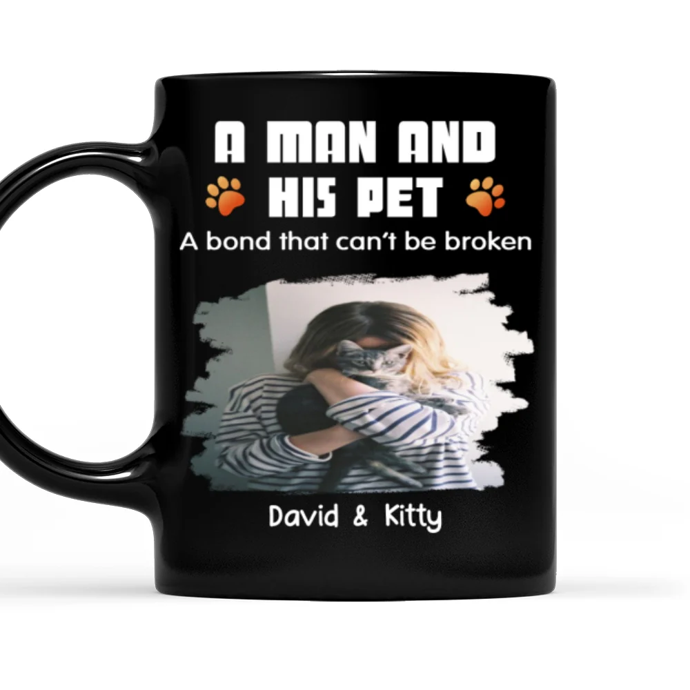 Human And Their Pet Cartoon Christmas Photo - Personalized Custom Coffee Mug - Image 3