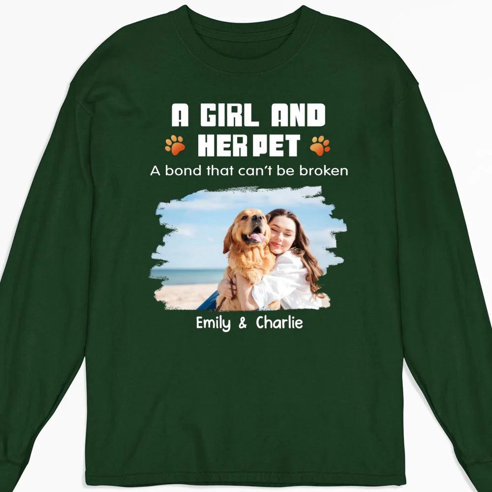 Human And Their Pet Cartoon Christmas Photo - Personalized Custom Long Sleeve T-shirt - Image 6